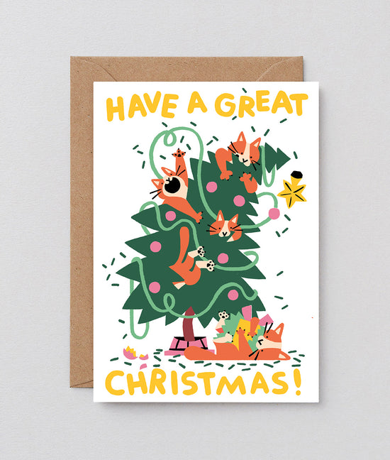 Great Christmas Cats Embossed Christmas Card