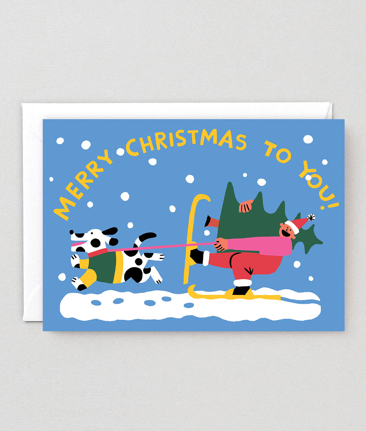 Load image into Gallery viewer, Merry Christmas Skiing Embossed Christmas Card
